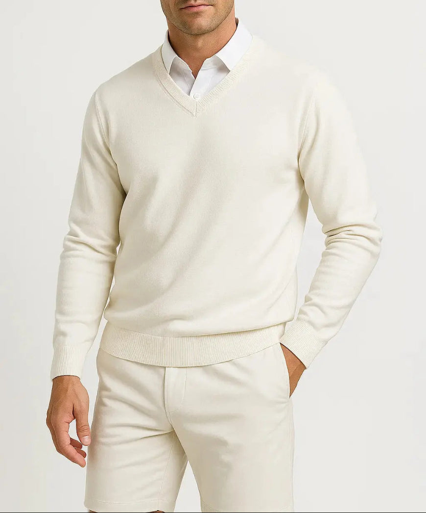 Heren Trui met V-Hals - Pullover met Lange Mouwen
