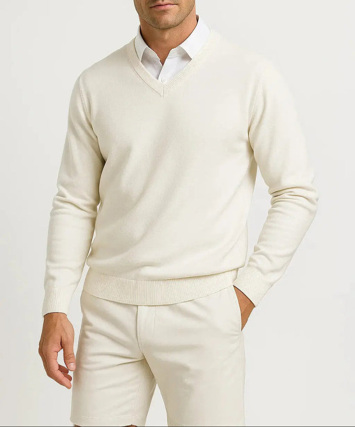 Heren Trui met V-Hals - Pullover met Lange Mouwen