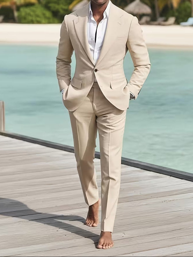 Heren Tweedelig Pak - Blazer met Één Knoop en Pantalon