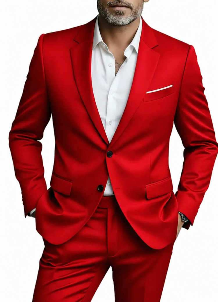 Heren Tweedelig Pak met Inkepingrevers - Blazer met Enkele Rij Knopen