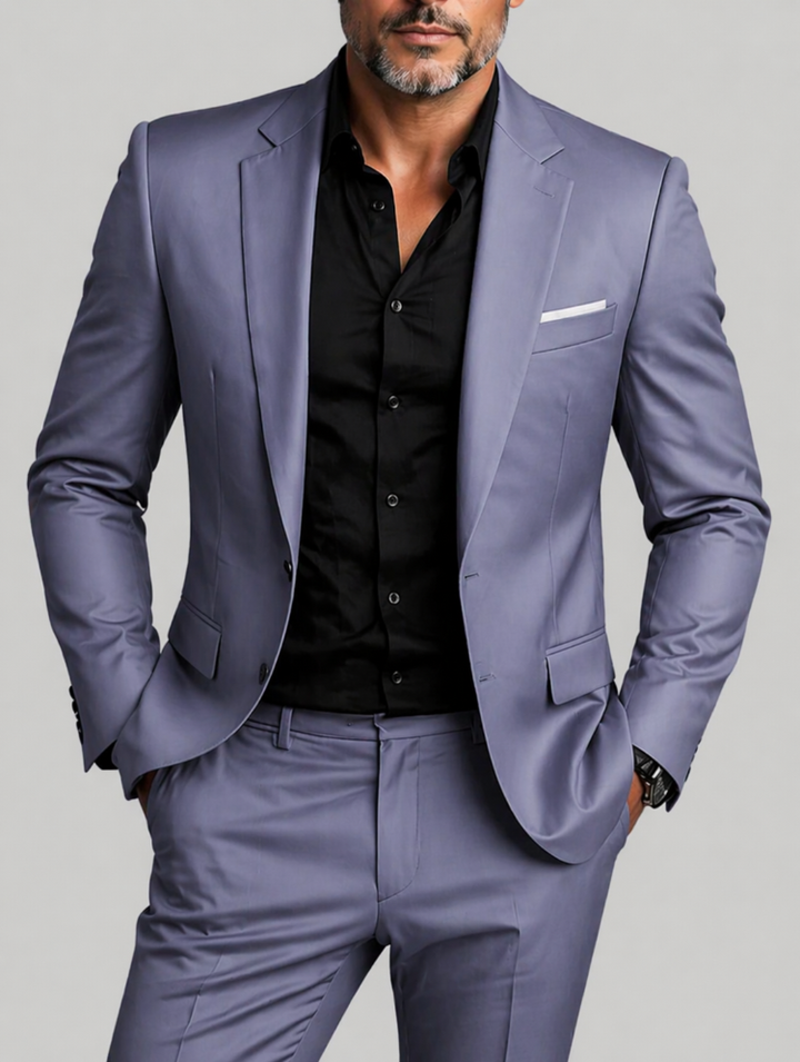 Heren Tweedelig Pak met Inkepingrevers - Blazer met Enkele Rij Knopen