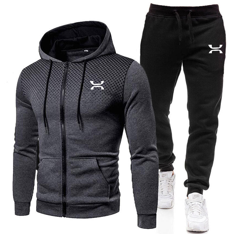 Heren Tweedelige Trainingspak Set - Hoodie met Ritssluiting en Joggingbroek