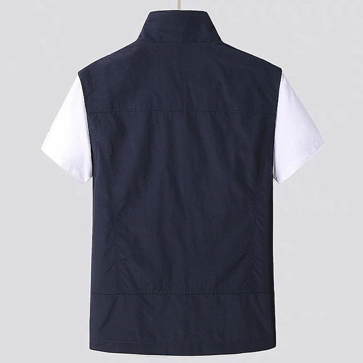 Heren Utility Vest - Mouwloos Jack met Opstaande Kraag en Meerdere Zakken