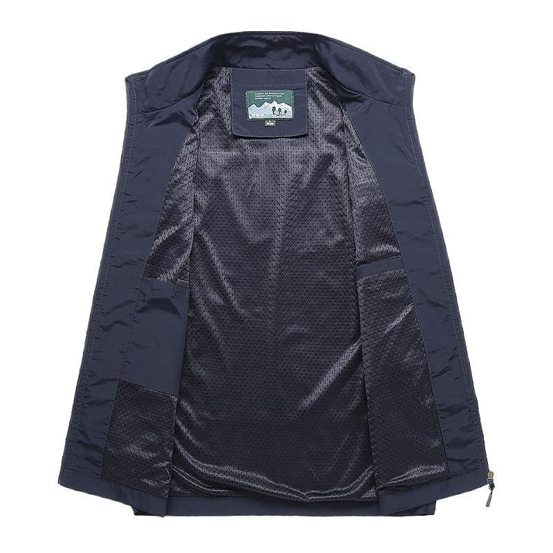 Heren Utility Vest - Mouwloos Jack met Opstaande Kraag en Meerdere Zakken