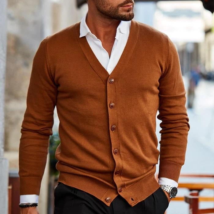Heren Vest - V-Hals met Knoopsluiting en Lange Mouwen