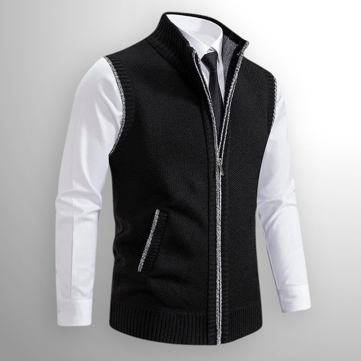 Heren Vest met Ritssluiting - Mouwloos Vest met Opstaande Kraag