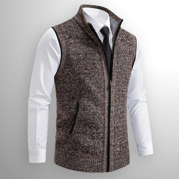 Heren Vest met Ritssluiting - Mouwloos Vest met Opstaande Kraag