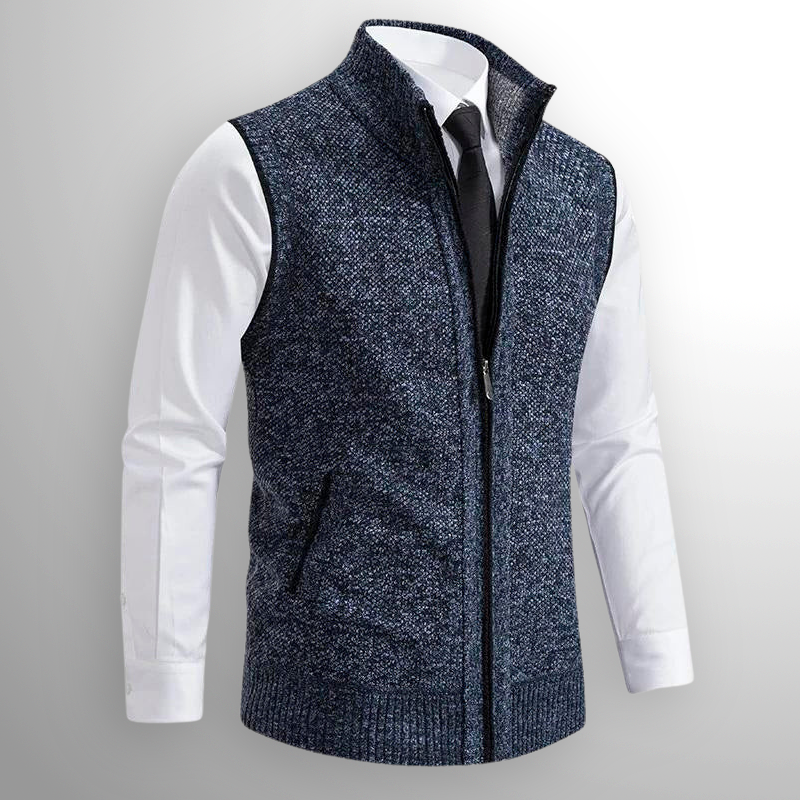 Heren Vest met Ritssluiting - Mouwloos Vest met Opstaande Kraag
