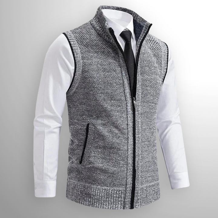 Heren Vest met Ritssluiting - Mouwloos Vest met Opstaande Kraag