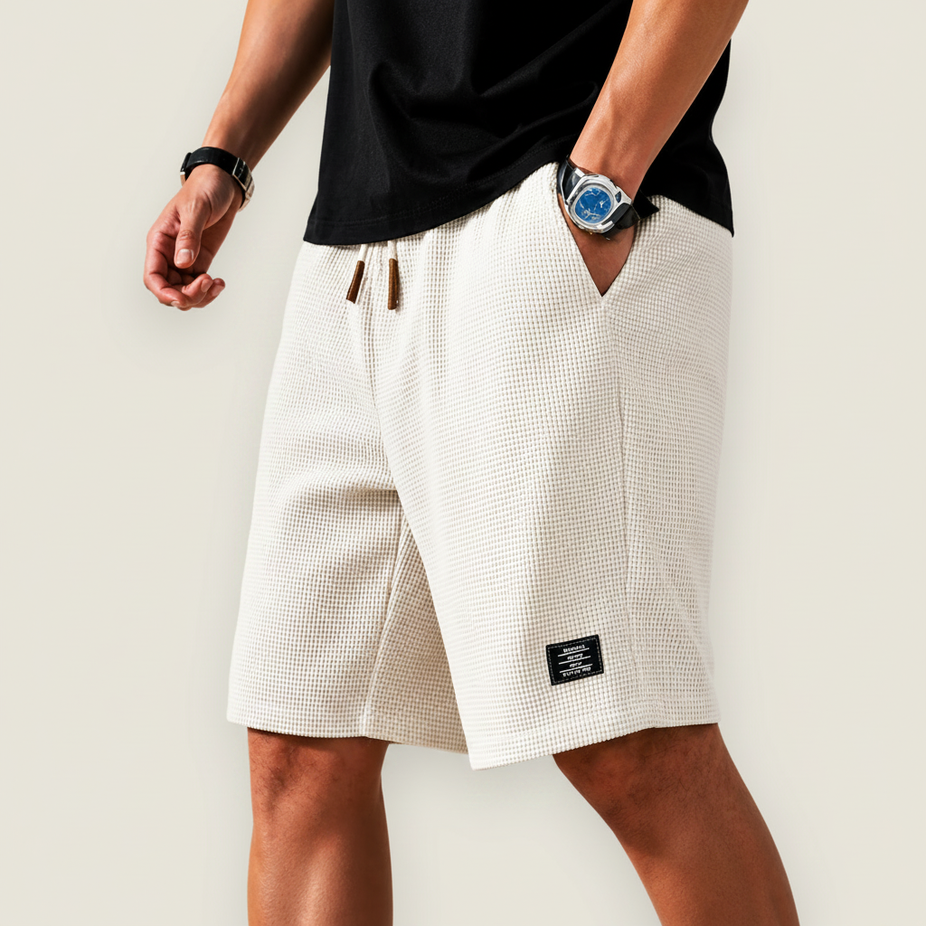 Heren Wafelshort - Trekkoordtaille Boven de Knie
