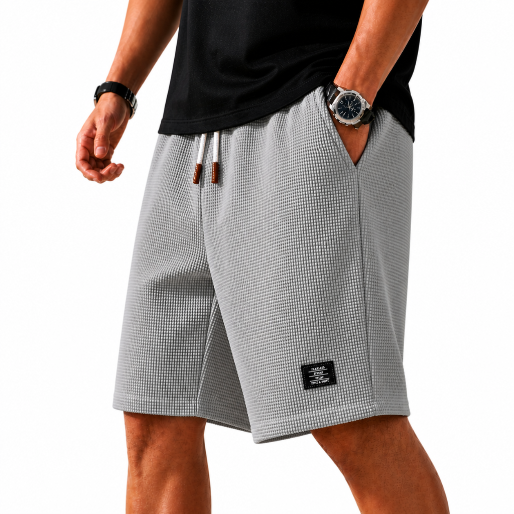 Heren Wafelshort - Trekkoordtaille Boven de Knie