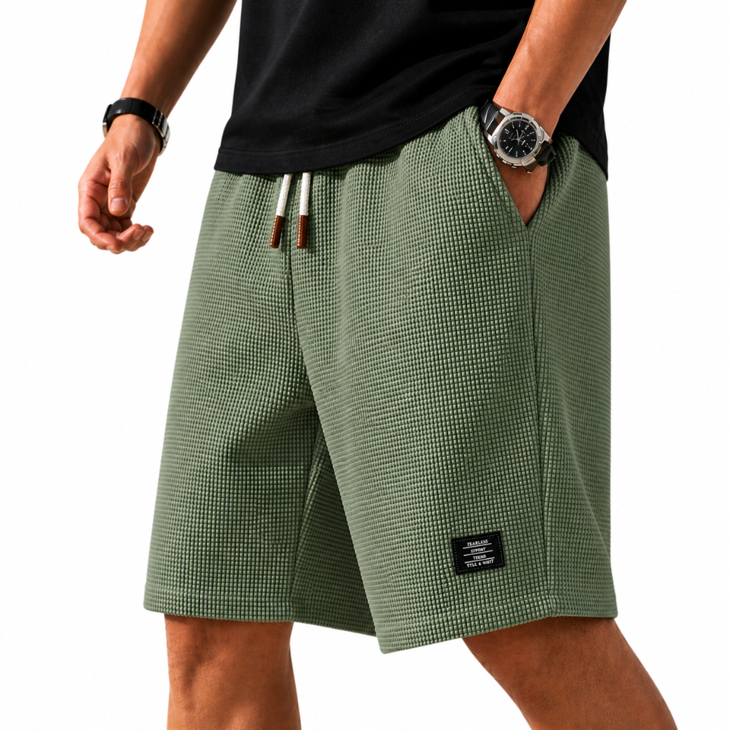 Heren Wafelshort - Trekkoordtaille Boven de Knie