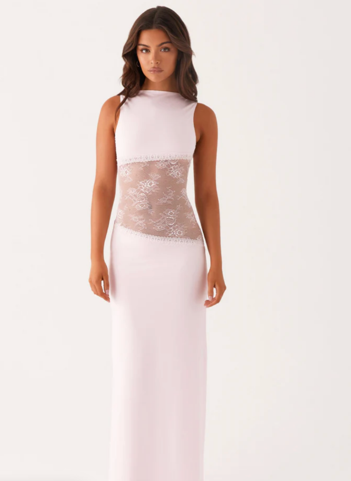 Lange avondjurk met kanten inzet - Maxi Dress