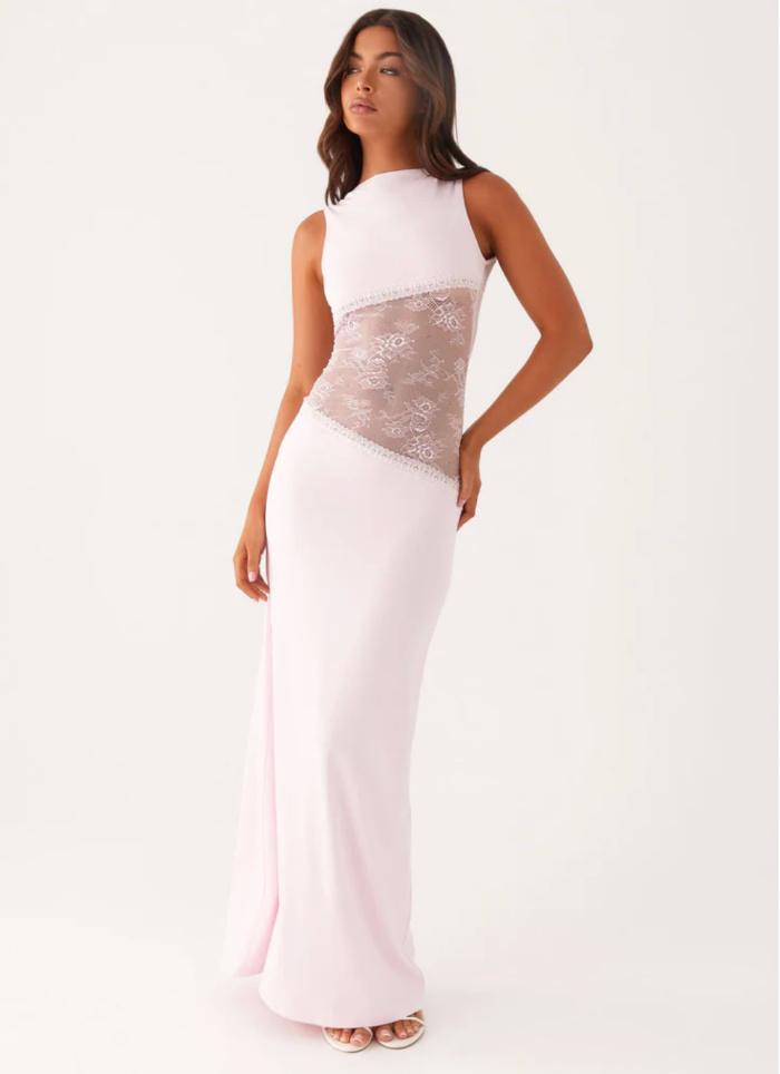 Lange avondjurk met kanten inzet - Maxi Dress