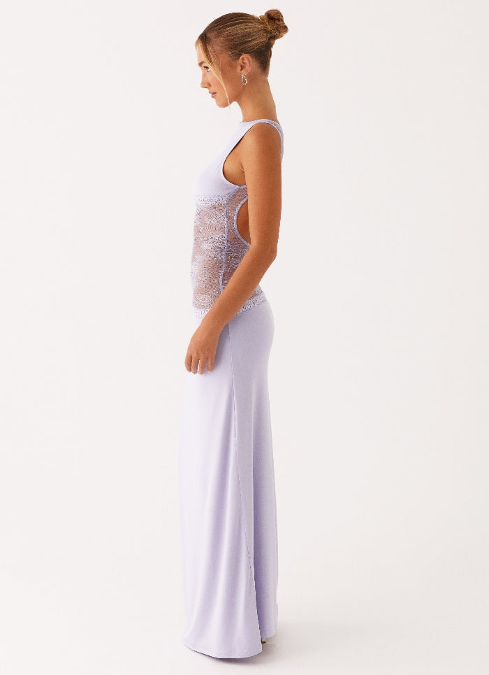 Lange avondjurk met kanten inzet - Maxi Dress