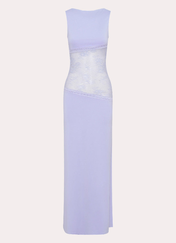 Lange avondjurk met kanten inzet - Maxi Dress