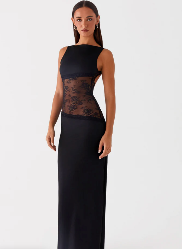 Lange avondjurk met kanten inzet - Maxi Dress