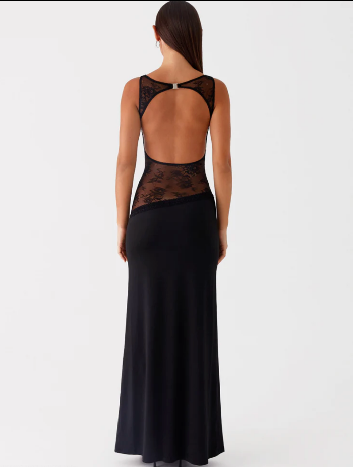 Lange avondjurk met kanten inzet - Maxi Dress