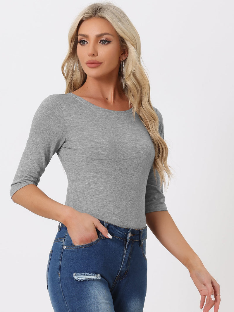 Minimalistisch Vrouwen Shirt - Ronde Hals & 3/4 Mouwen