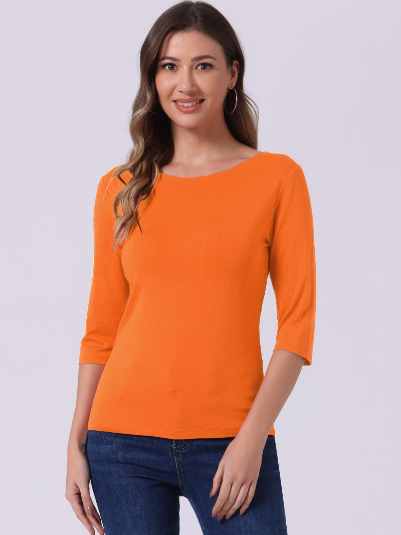 Minimalistisch Vrouwen Shirt - Ronde Hals & 3/4 Mouwen