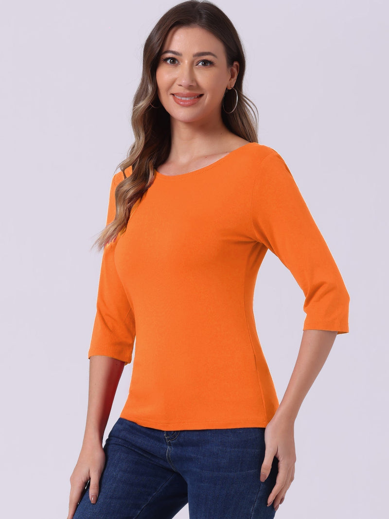 Minimalistisch Vrouwen Shirt - Ronde Hals & 3/4 Mouwen