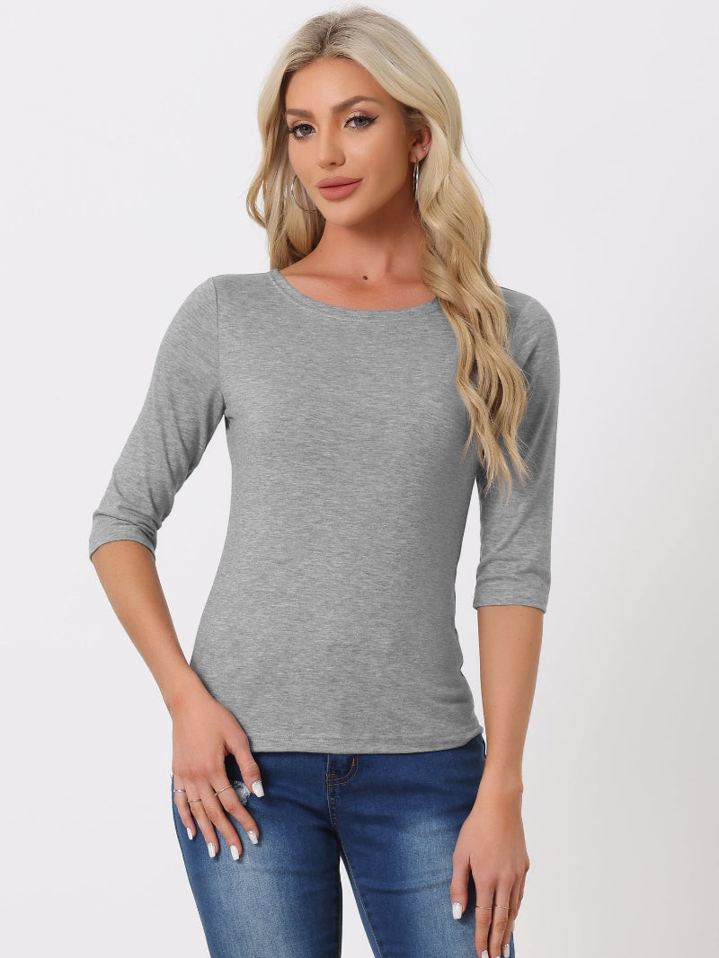 Minimalistisch Vrouwen Shirt - Ronde Hals & 3/4 Mouwen