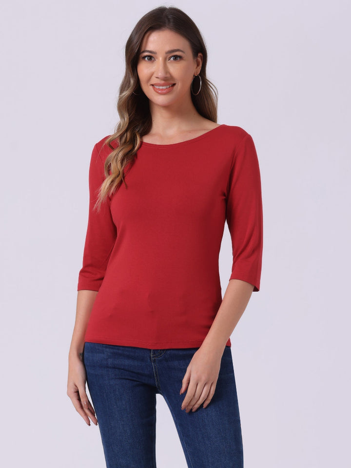 Minimalistisch Vrouwen Shirt - Ronde Hals & 3/4 Mouwen