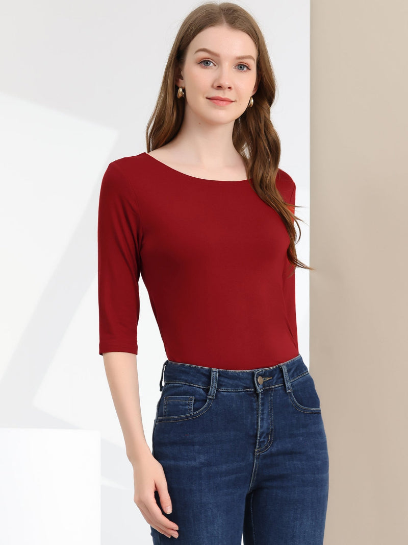 Minimalistisch Vrouwen Shirt - Ronde Hals & 3/4 Mouwen