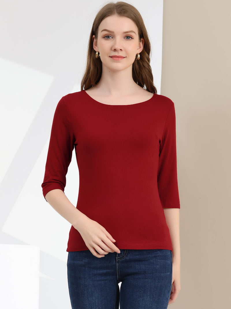 Minimalistisch Vrouwen Shirt - Ronde Hals & 3/4 Mouwen