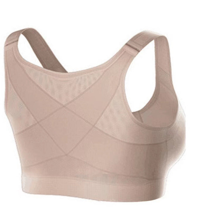 Naadloze sport bh met brede bandjes en ronde hals