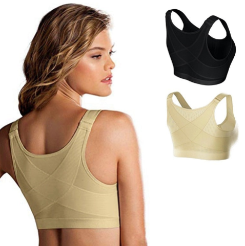 Naadloze sport bh met brede bandjes en ronde hals