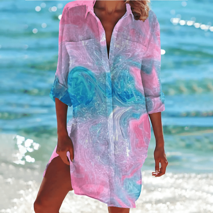 Overhemdjurk met Tie-dye Print en Knoopsluiting