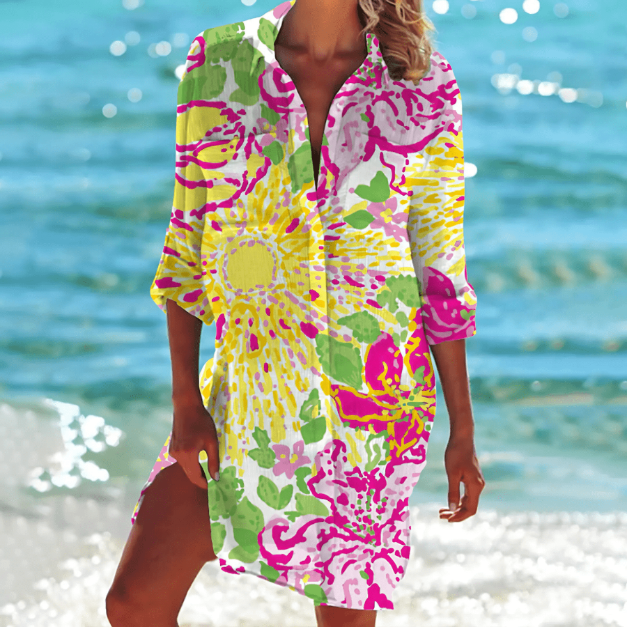Overhemdjurk met Tie-dye Print en Knoopsluiting
