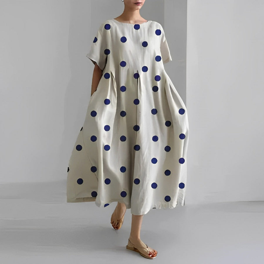 Oversized Maxi Jurk met Abstracte Bloemenprint en Korte Mouwen