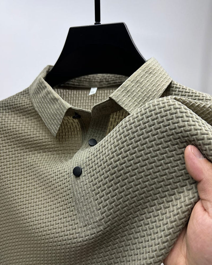 Polo shirt met korte mouwen en subtiele structuur