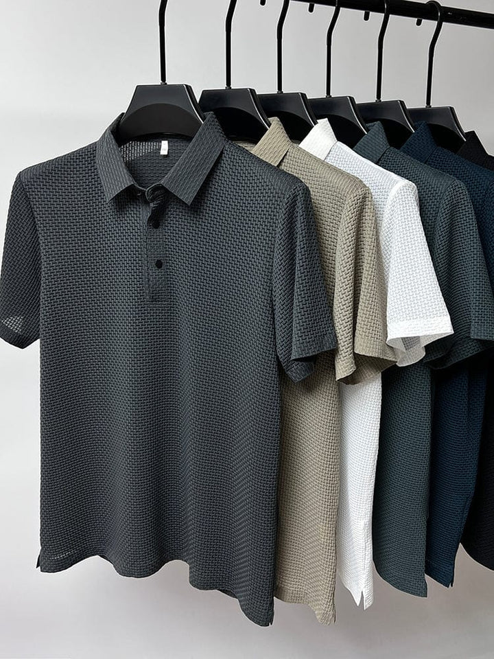 Polo shirt met korte mouwen en subtiele structuur