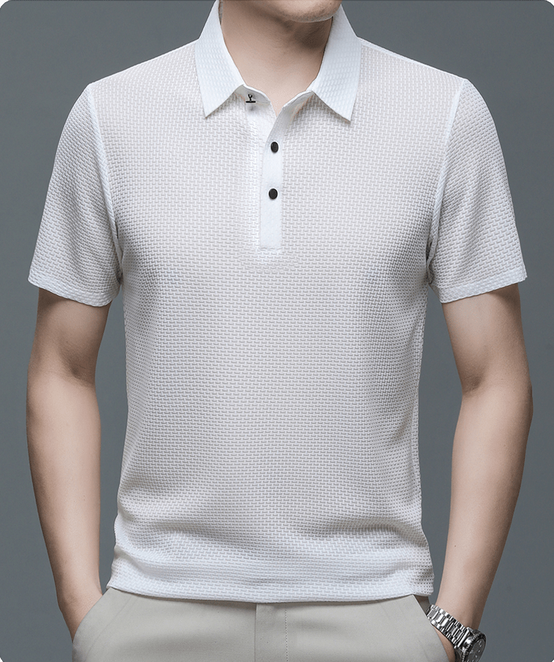 Polo shirt met korte mouwen en subtiele structuur
