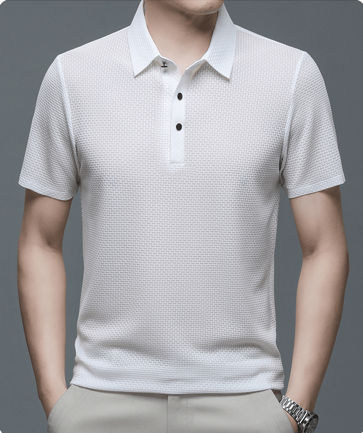 Polo shirt met korte mouwen en subtiele structuur