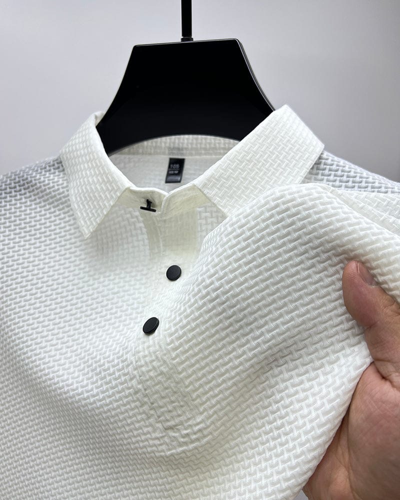 Polo shirt met korte mouwen en subtiele structuur