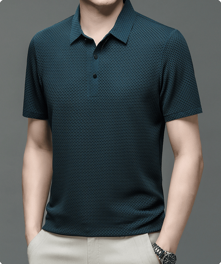 Polo shirt met korte mouwen en subtiele structuur