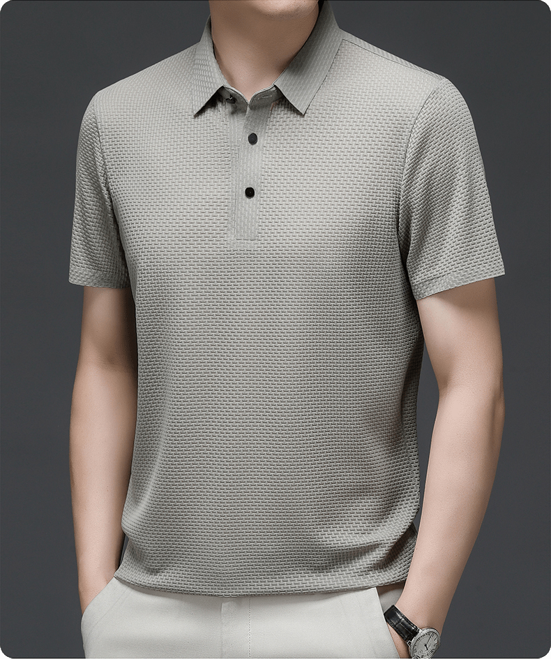Polo shirt met korte mouwen en subtiele structuur