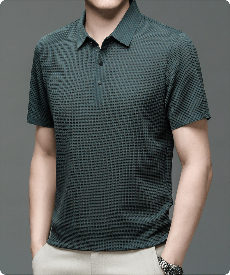 Polo shirt met korte mouwen en subtiele structuur
