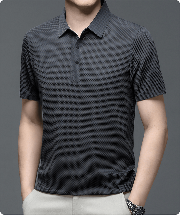 Polo shirt met korte mouwen en subtiele structuur