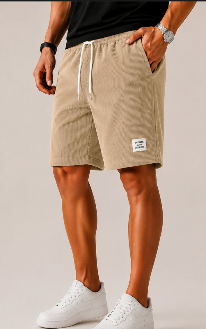Heren Geribde Shorts - Elastische Taille