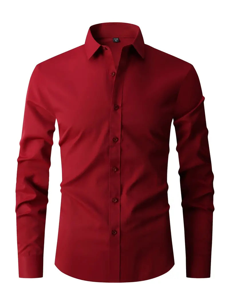 Slim Fit Overhemd voor Heren – Lange Mouwen en Knoopsluiting