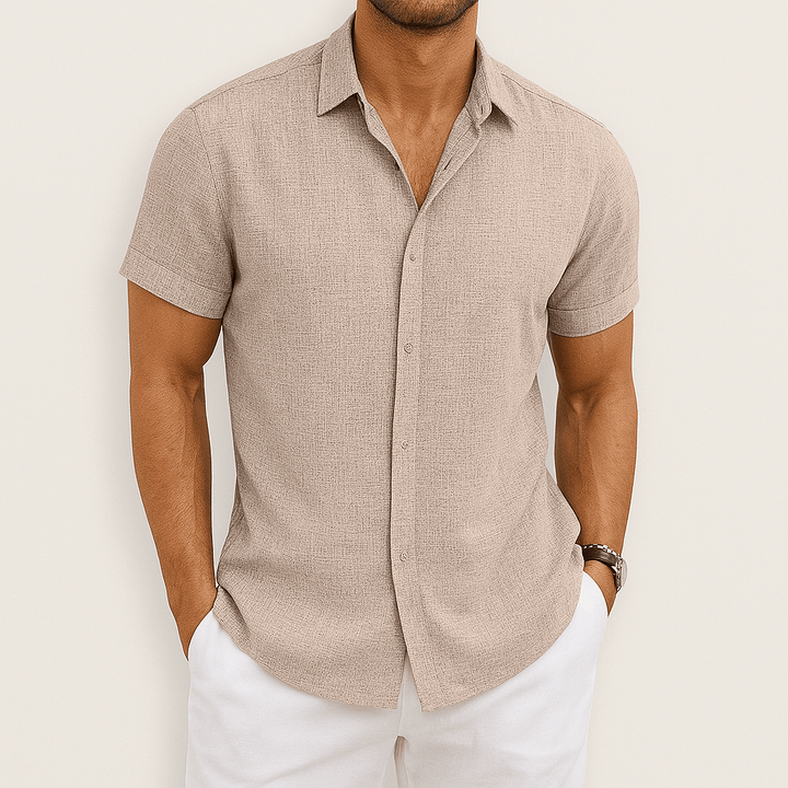 Stijlvolle Heren Blouse - Overhemd met Korte Mouwen en Knoopsluiting