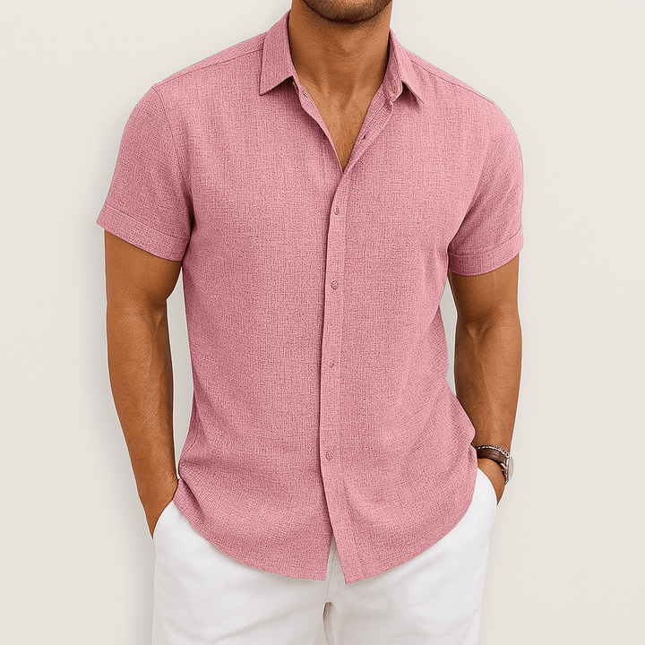 Stijlvolle Heren Blouse - Overhemd met Korte Mouwen en Knoopsluiting