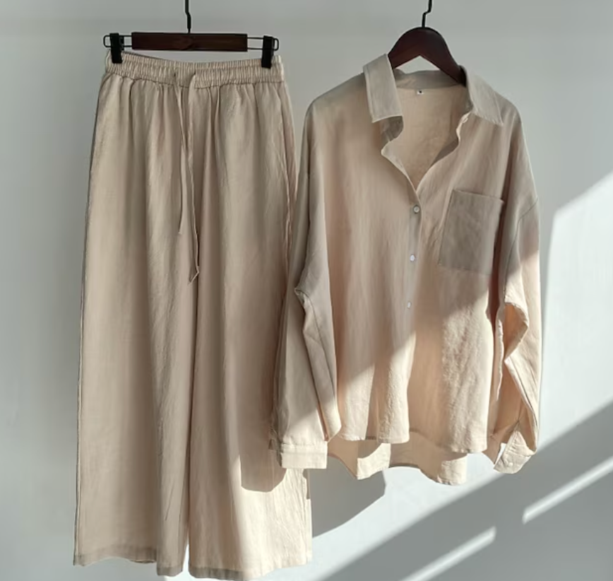 Tweedelige set met blouse en wijde broek - Vrouwen Zomer Set
