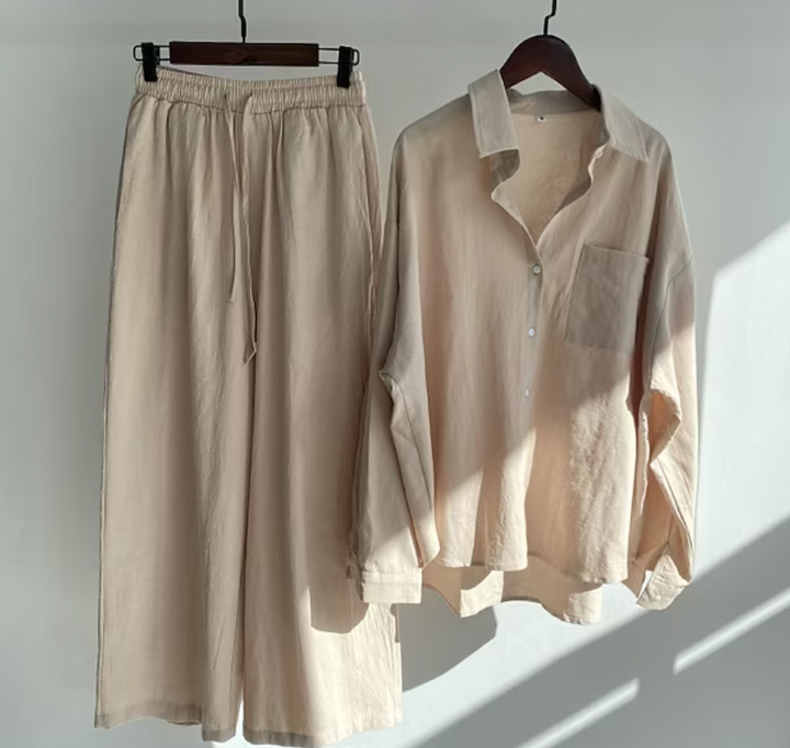 Tweedelige set met blouse en wijde broek - Vrouwen Zomer Set
