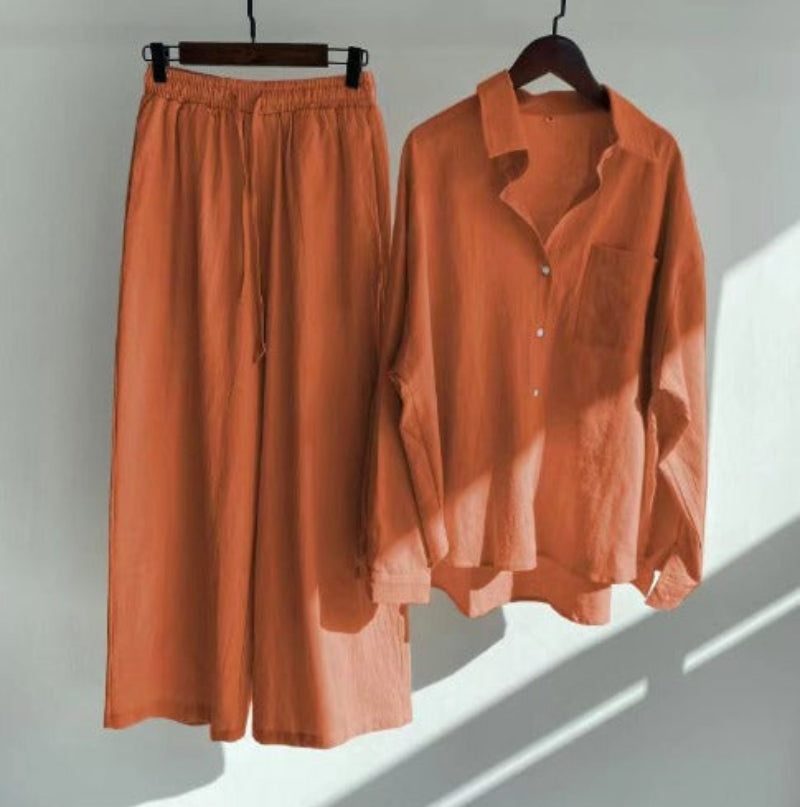 Tweedelige set met blouse en wijde broek - Vrouwen Zomer Set